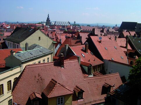 Bamberg, Dächer von oben, 