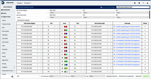 rmDATA Smart Networx: Neuer Verbindungsdialog für LWL-Knoten und LWL-Kabel