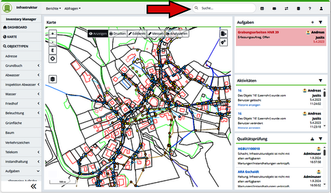 Globale Suche in rmDATA Inventory Manager